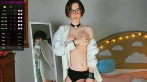 Amy_murr skinny brunette with short hair in glasses, stockings and a white shirt masturbates her shaved hole with a black vibrator 2020-12-14 16:18 - MegaCamz.com